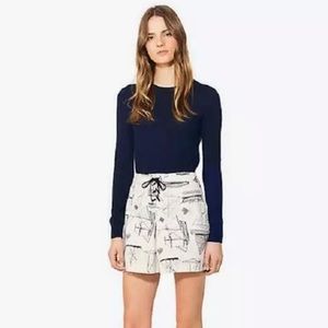Tory Burch Skort Adrift Navy Ivory Mini Skirt Size 24 New w/Tag $195
